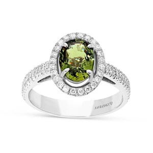 Natural Alexandrite Engagement Ring, Diamond Halo Alexandrite Ring White Gold, 1.7 Ctw Oval Alexandrite Wedding, Engagement, Promise Ring