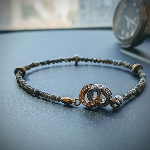 Unique 40th Birthday Gift for Men Two Tone Grey Diamond Beaded