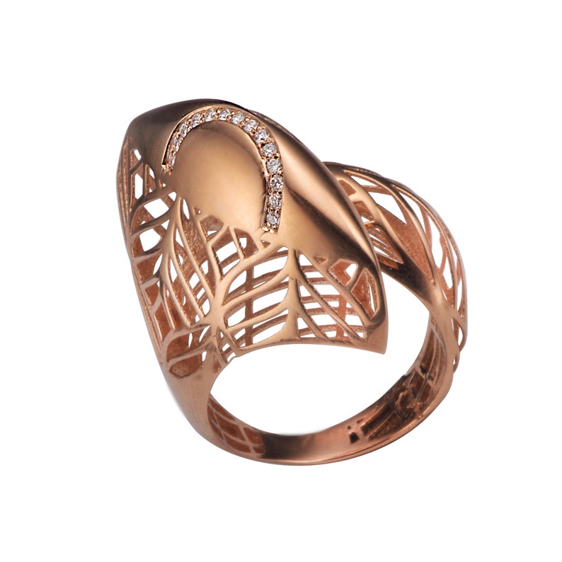 Dallas Mall Lace Filigree Ring Band 18 Ranking TOP7 Karat Rose Gold of kind One Desig a