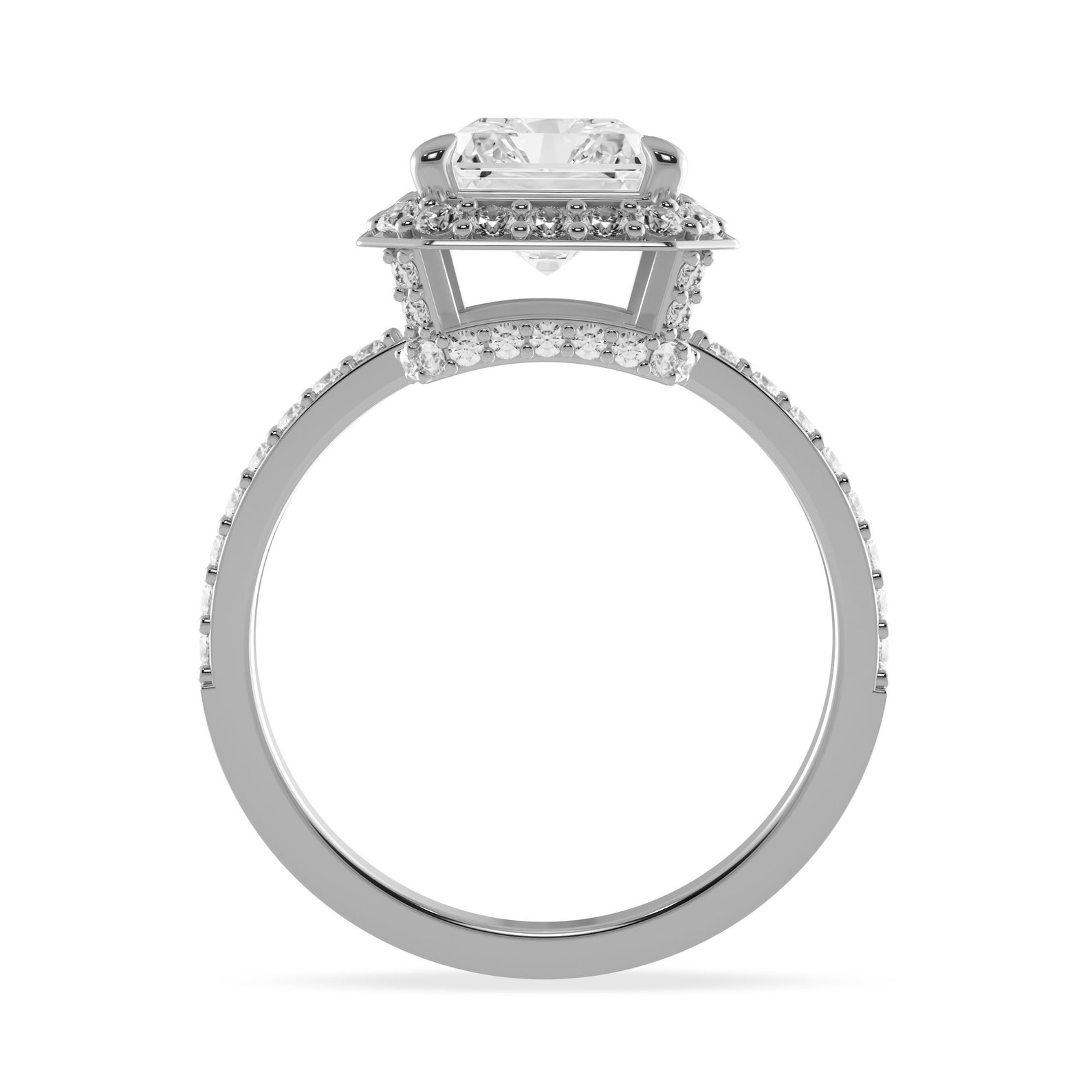 Hidden Halo Radiant Engagement Ring 2 Carat Lab CVD Diamonds