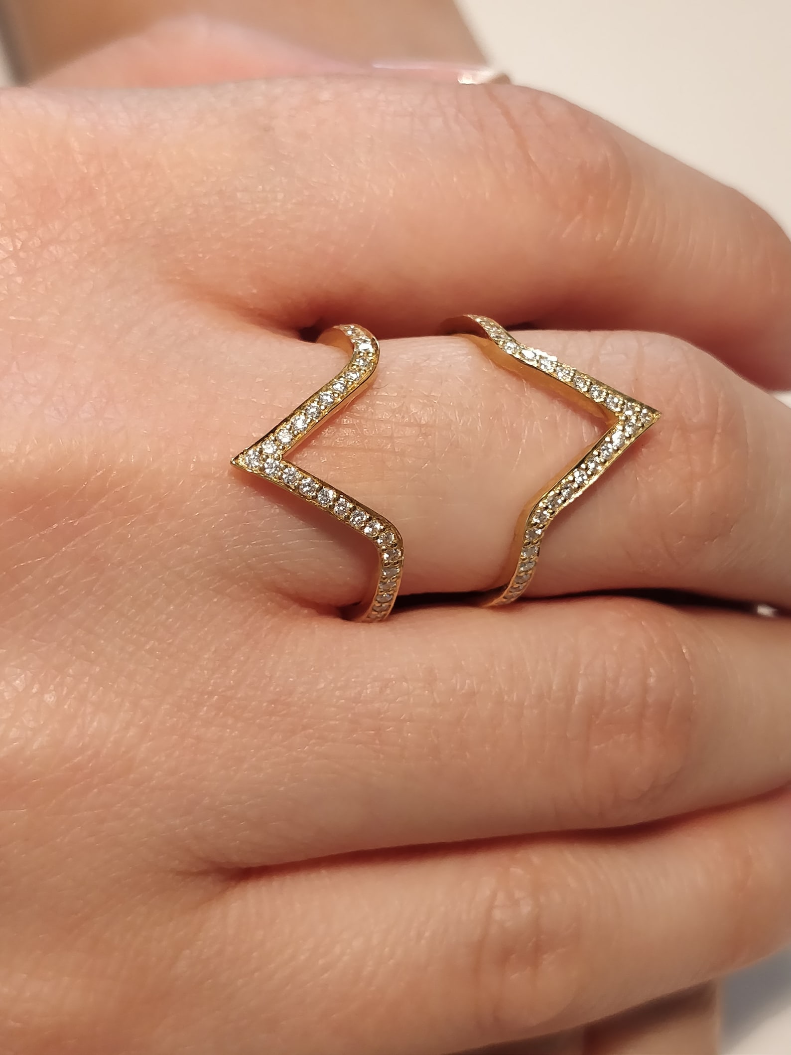 Diamond V Ring Statement Diamond Ring double Chevron Ring Etsy