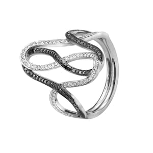 White and Black Diamonds 18 Karat White Gold Ring Infinity Symbol bespoke jewelry stunning statement rings for women