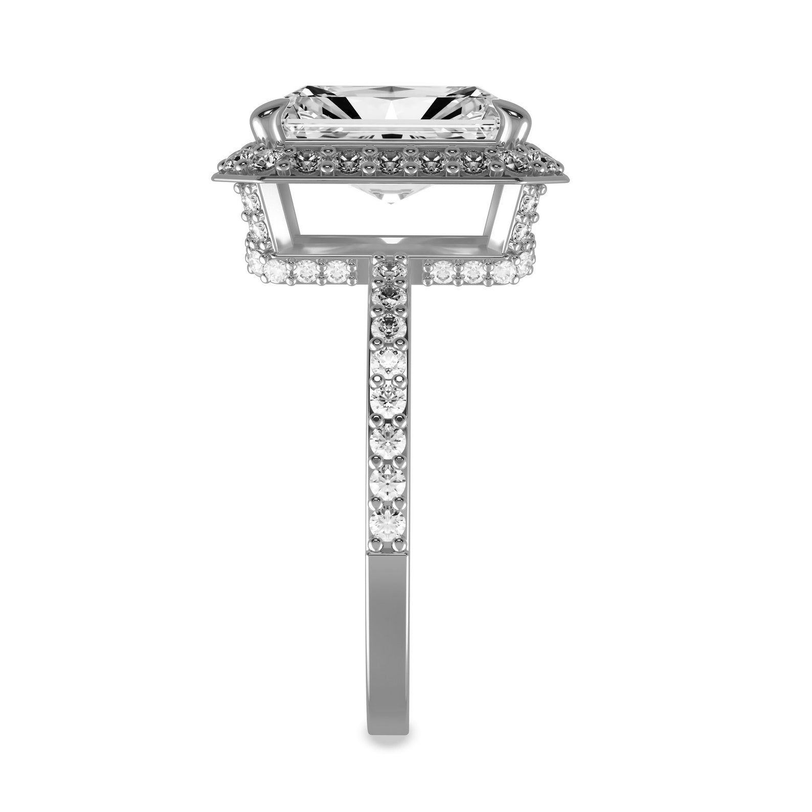 Hidden Halo Radiant Engagement Ring 2 Carat Lab CVD Diamonds