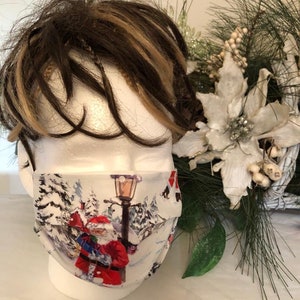 Christmas adult with Filter Puckett Handmade 100% Cotton face Mask  USA seller, quick shipping