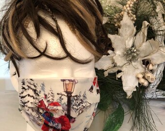 Christmas adult with Filter Puckett Handmade 100% Cotton face Mask  USA seller, quick shipping