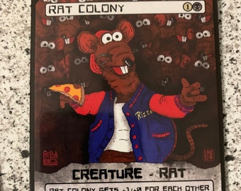 Rizzo the Rat - Magic the Gathering Proxy Card (based on Rat Colony)