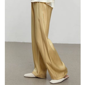 Washable Silk Pant High Waisted Wide Leg Trousers Washable