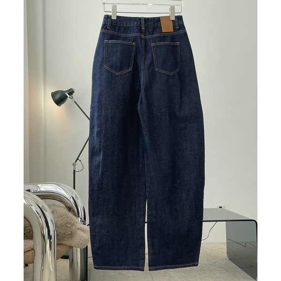 Indigo Denim Baggy Fit Long Pants Loose Fit Jeans Wide Leg Tapered