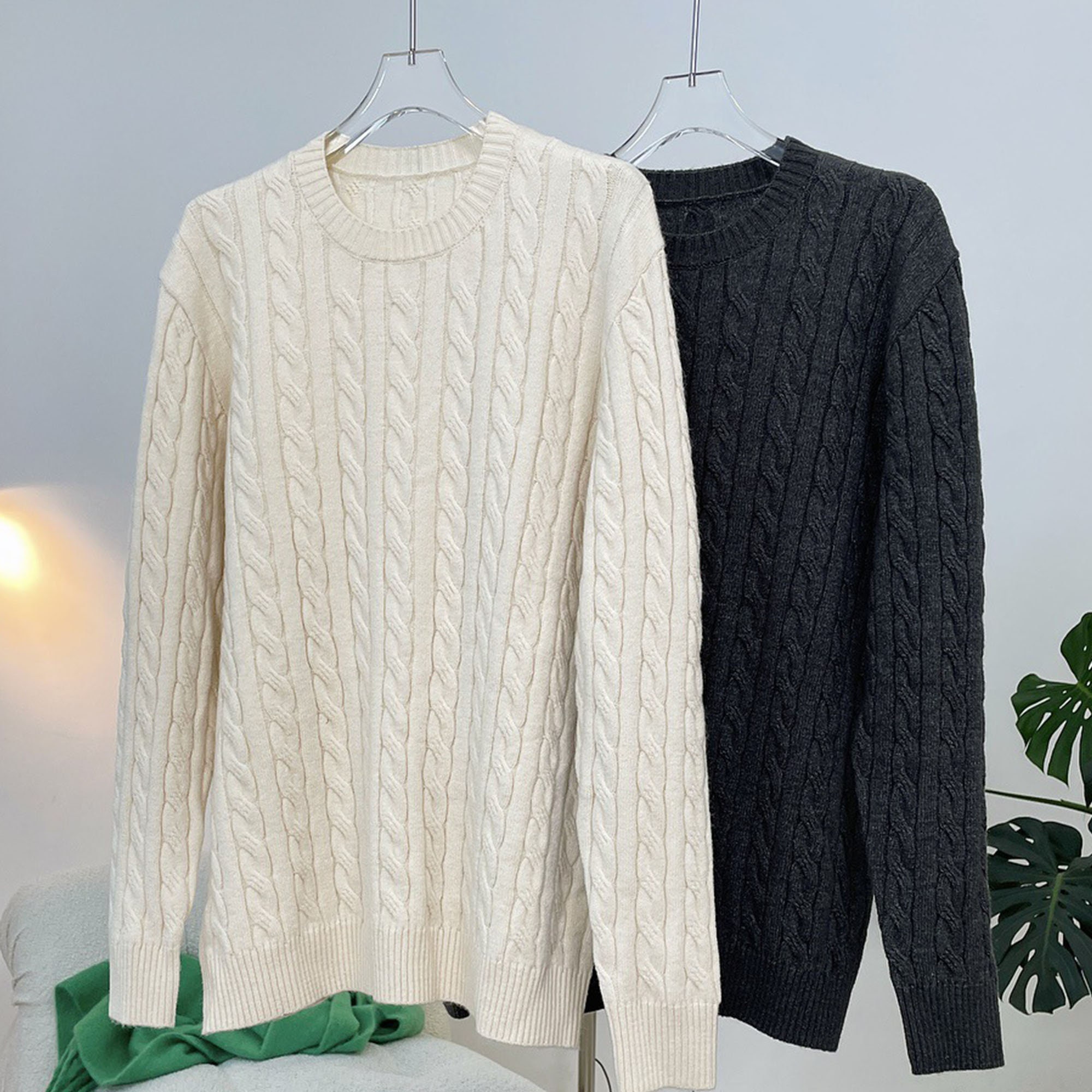 Cable Knitting Sweater Set Soft Knitted Sweater Spring Casual Etsy