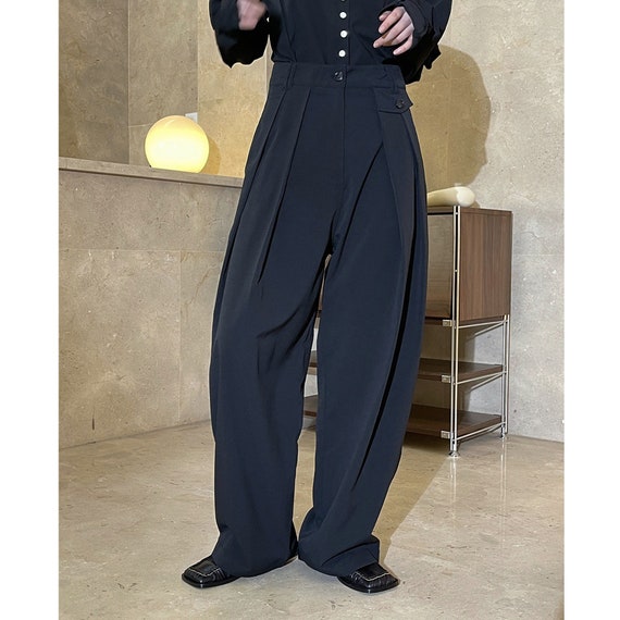 Wide Leg Suit Pants Tapered Suit Pants Minimalis Trousers Wide Leg Smoke  Pants Tapered Trousers Baggy Suit Trousers -  Canada