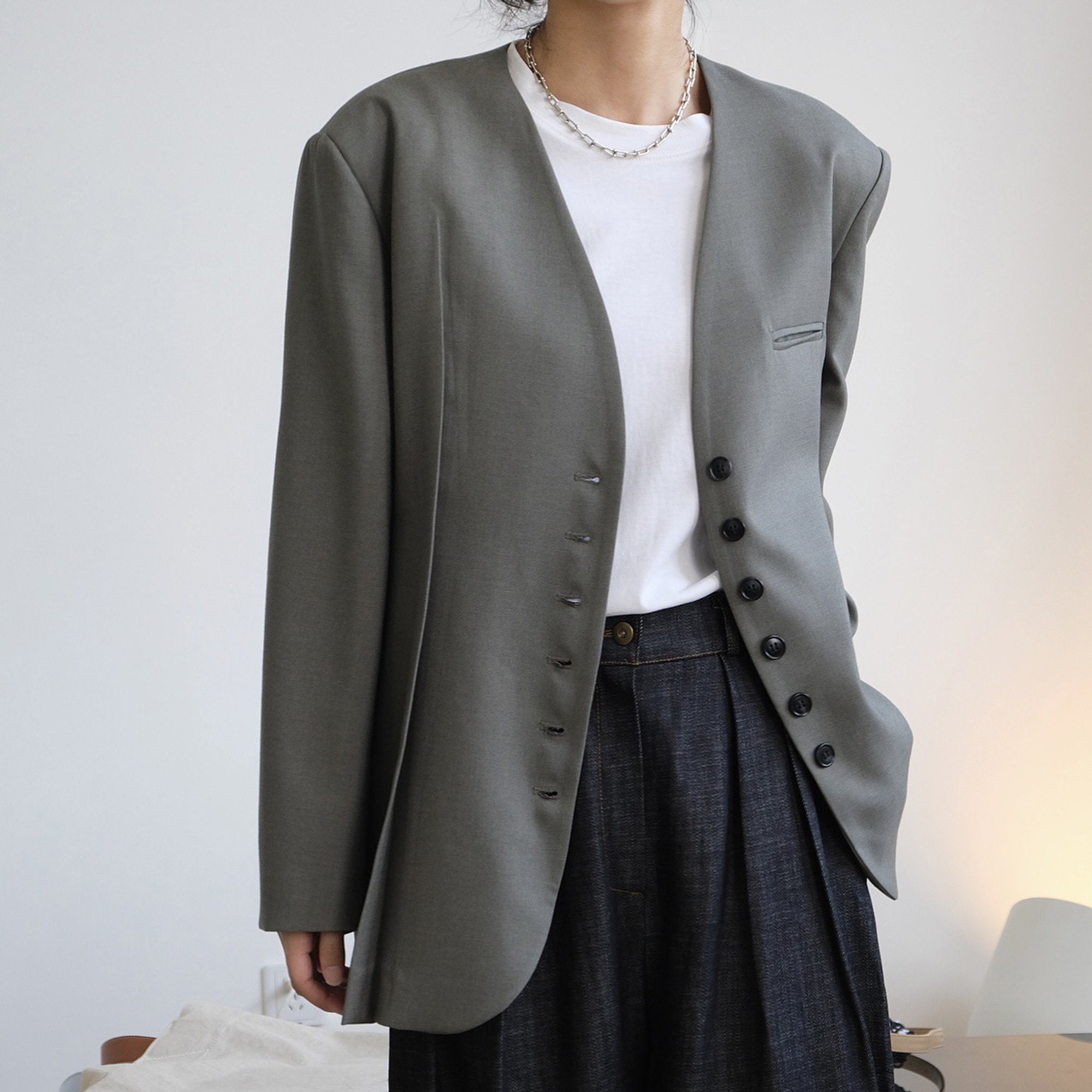 Minimalist Suit Spring Blazer for Women Oversized Blazer Wide - Etsy