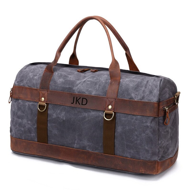 Personalized Waxed Canvas Duffle Bag Canvas Overnight Bag Etsy