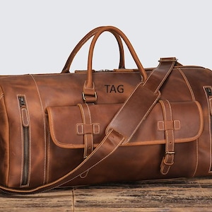 Personalisierte Groomsmen Geschenktasche, Vollnarbenleder Seesack, Leder Wochenendtasche mit Schuhbeutel, Leder Reisetasche, Geschenk für Ihn