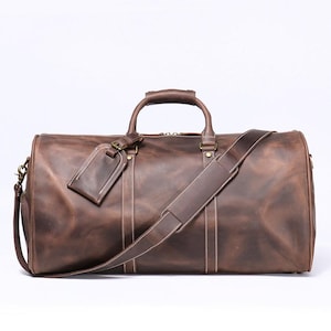 Personlig läderväska, väska med skofack Dark Brown M