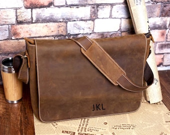 Personalisierte Leder Messenger Bag, rustikale Crossbody Satchel