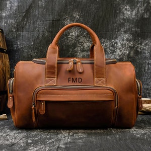 Groomsman Gift Duffle, Handmade Full Grain Leather Travel Bag, Weekend Bag, Duffel Bag, Small Leather Duffle Bag, Leather Gym Bag