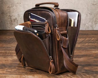 Personalized Leather Messenger Bag, Cross body Bag