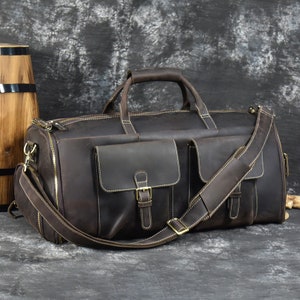 Vollnarbenleder Kleidungsstück Reisetasche mit Schuhfach, personalisierte große Wochenendtasche Urlaub Ferien Reisetasche Beste Weihnachtsgeschenk