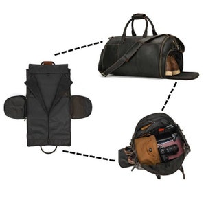 Personalized Leather Duffle Flight Bag Hanging Clothes Bag