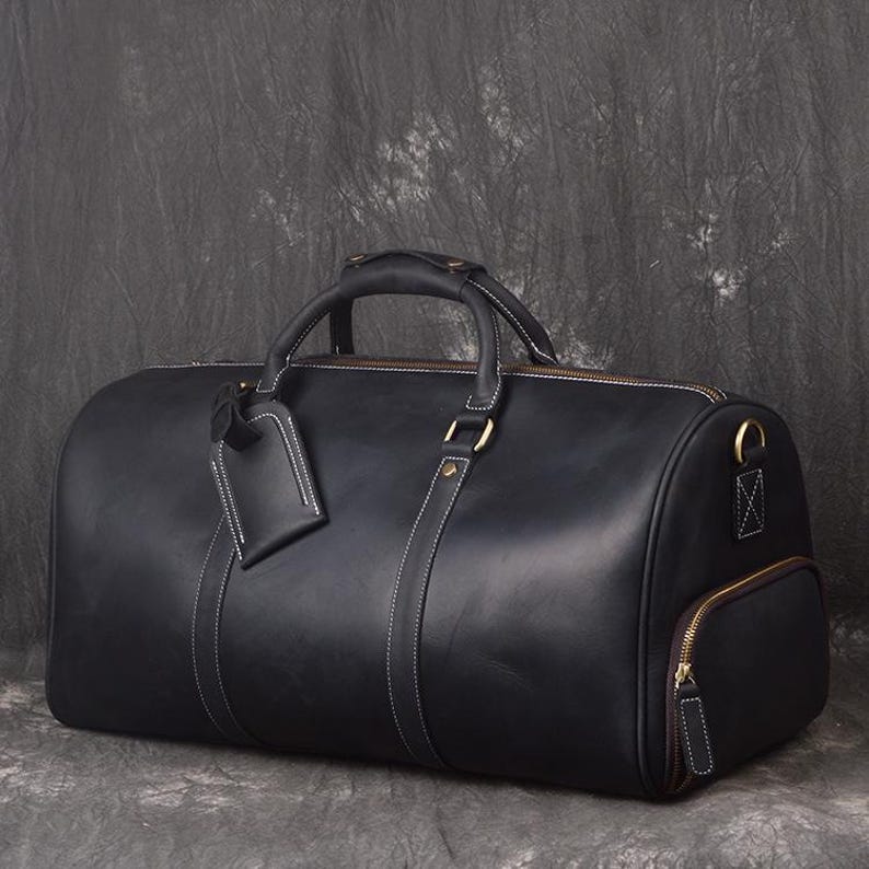 Personlig läderväska, väska med skofack Black S