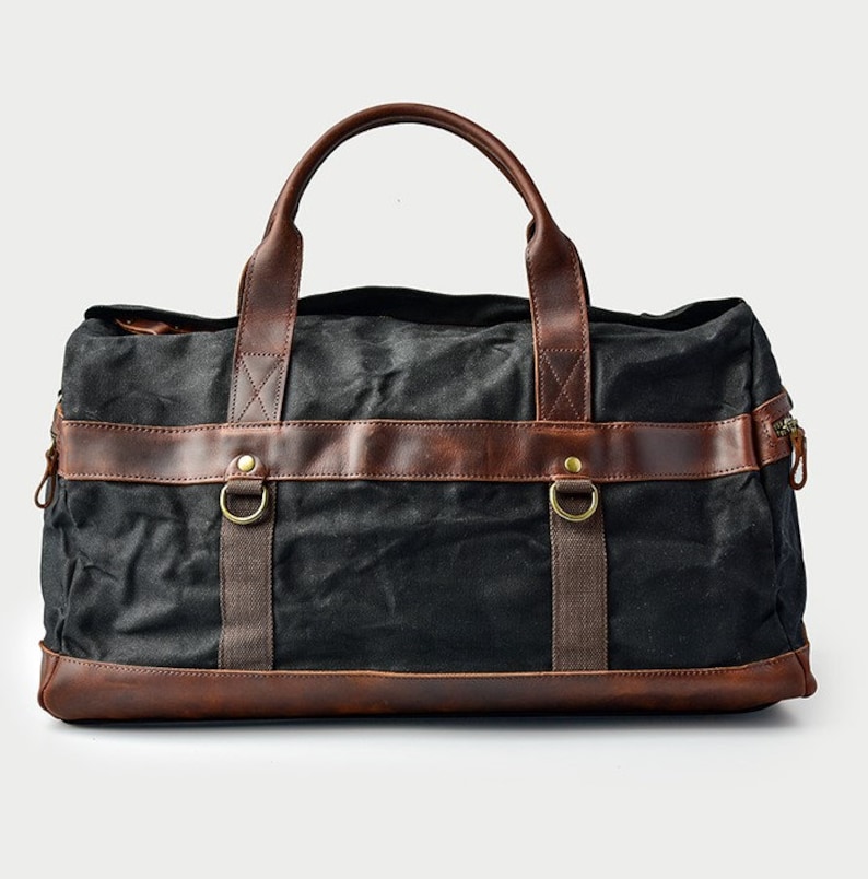 Personalized Waxed Canvas Duffle Bag Canvas Overnight Bag Etsy