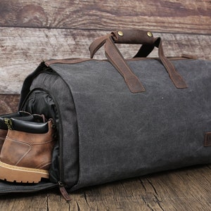 Personalisierter Canvas Kleidersack, Handgemachter Seesack, Hängende Kleider Tasche, Wochenend Flug Tasche mit Schuhbeutel, Bestes Weihnachtsgeschenk für Ihn