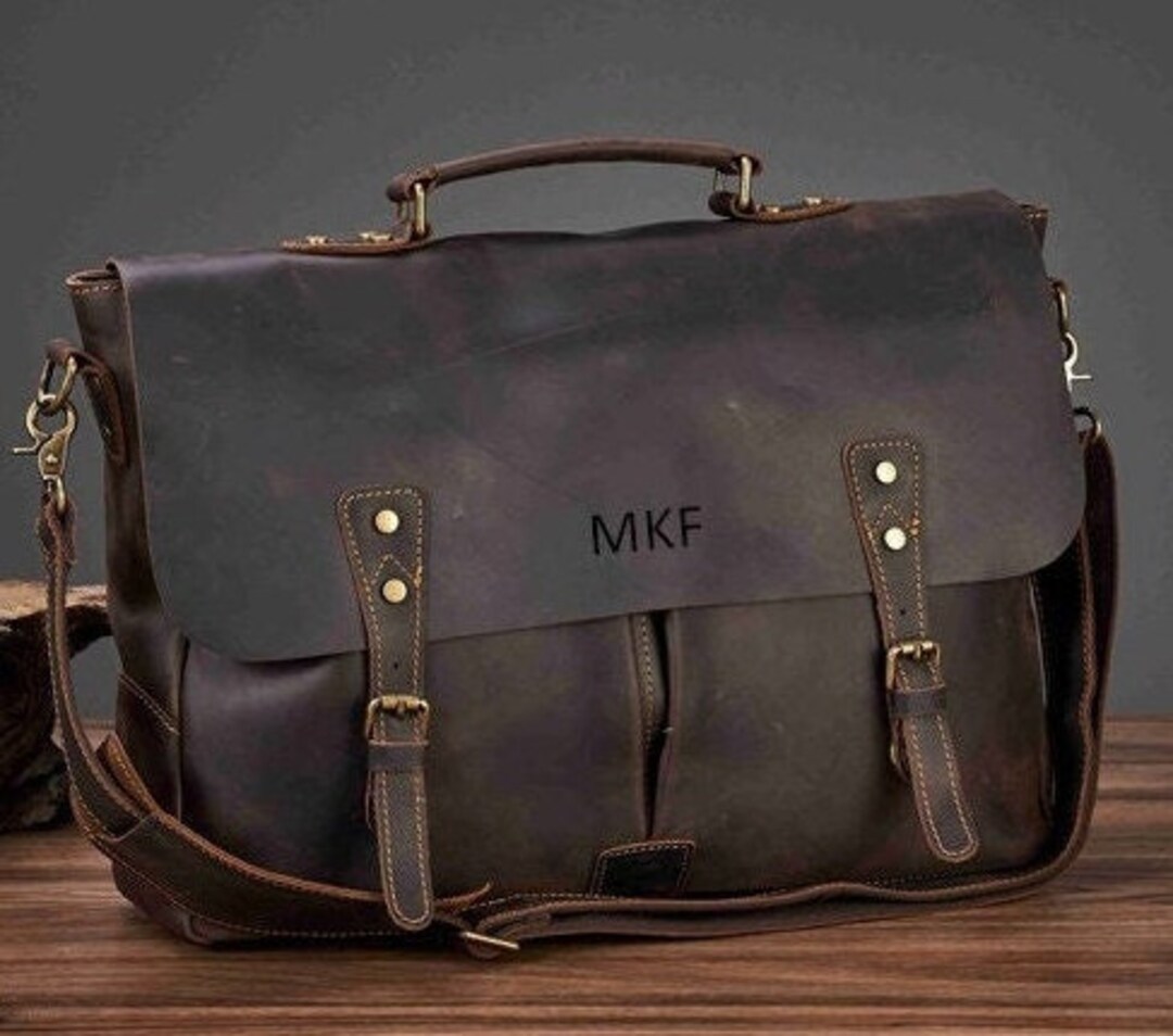 Full Grain Rustic Leather Messenger Bag, Leather Laptop Bag, Men