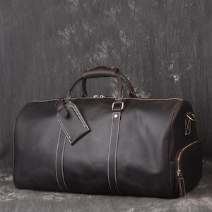 Personlig läderväska, väska med skofack Dark Brown S