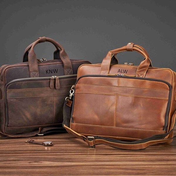 Gepersonaliseerde vintage lederen aktetas, messengertas, lederen schoudertas voor mannen, lederen laptoptas, beste Valentijnsdagcadeau voor hem