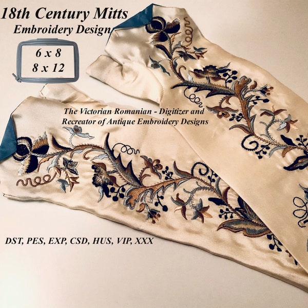 18th Century MITTS Machine Embroidery Design