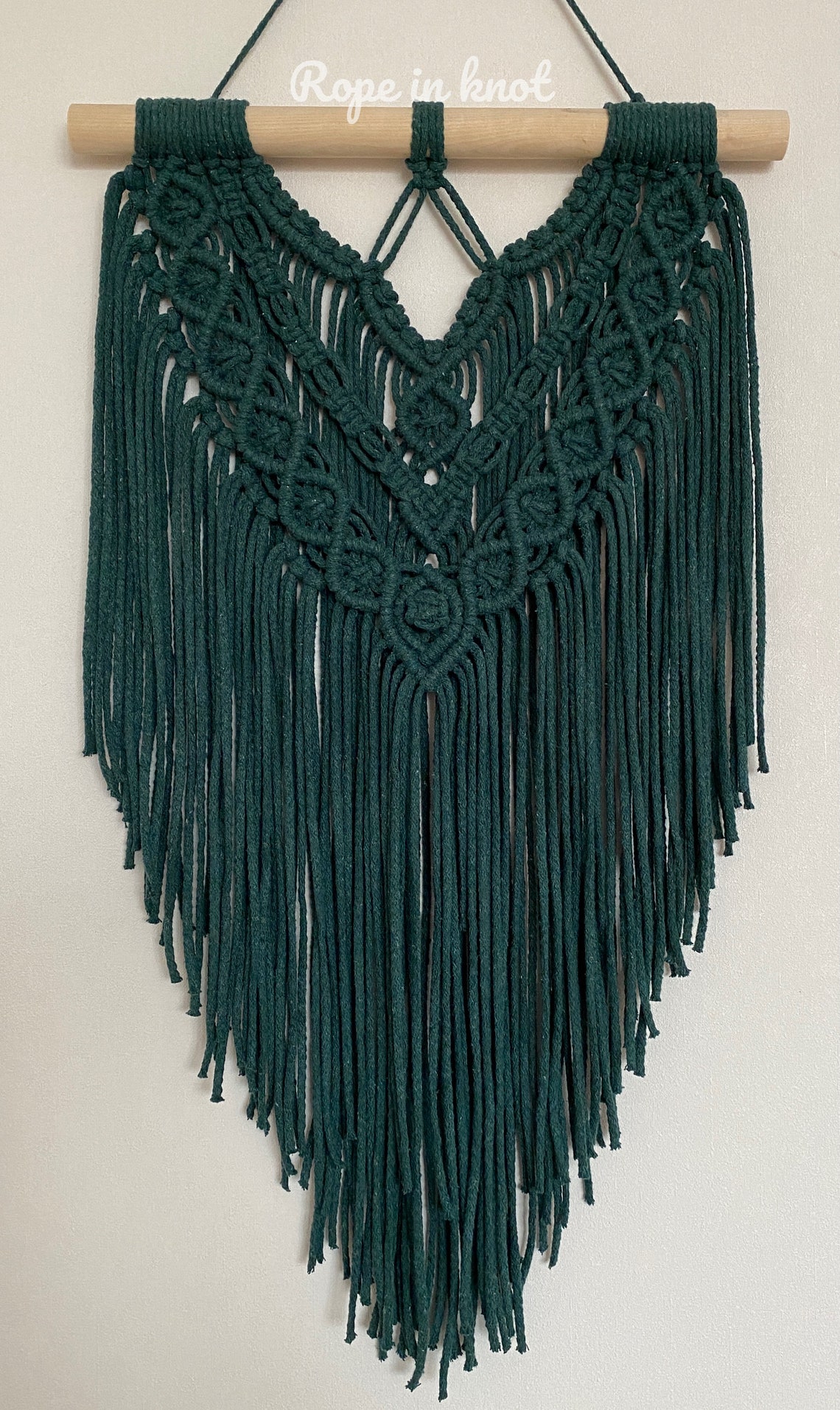 Deep green macrame wall hanging Large wall hanging decor Etsy