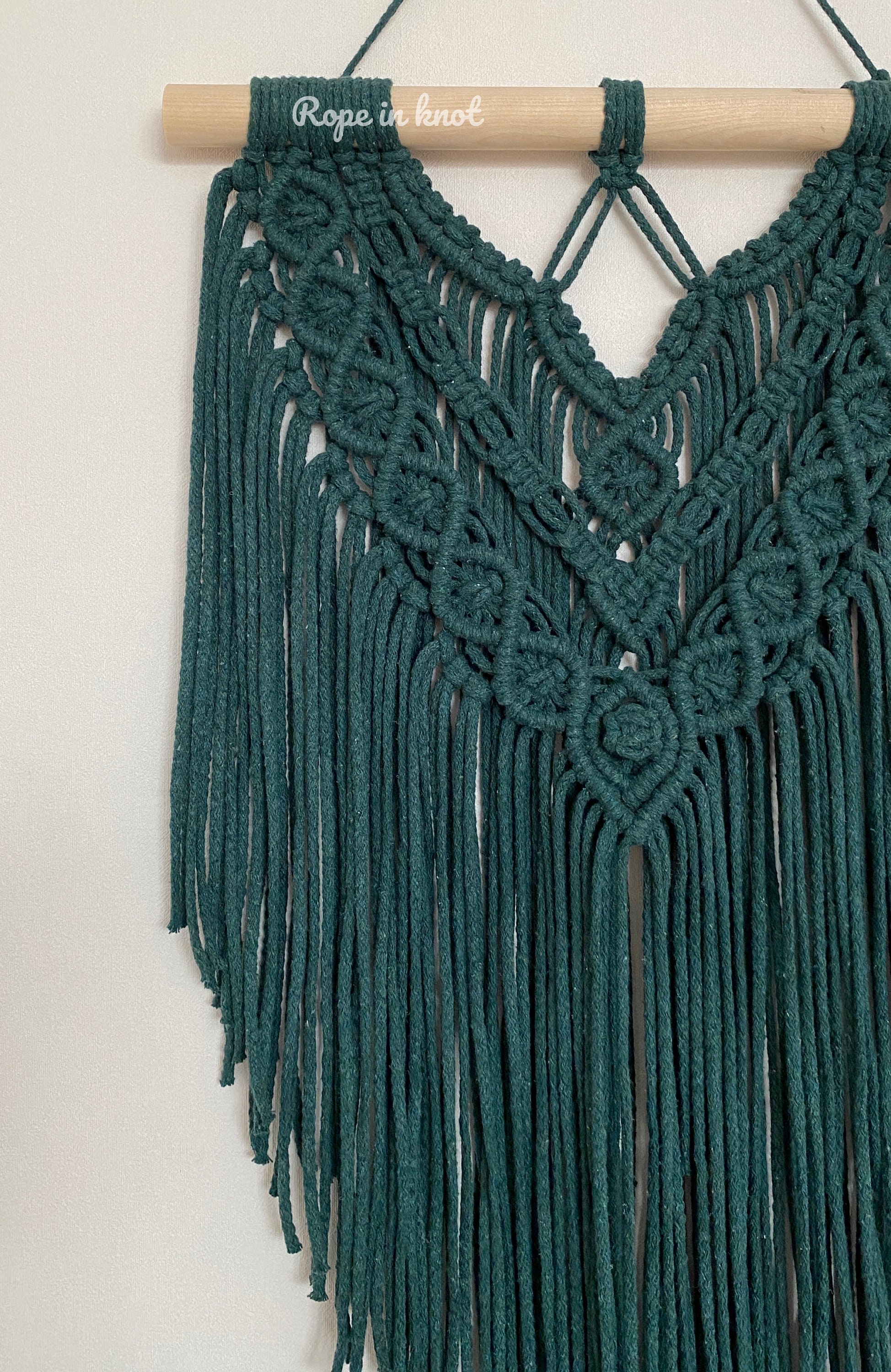 Deep green macrame wall hanging Large wall hanging decor | Etsy