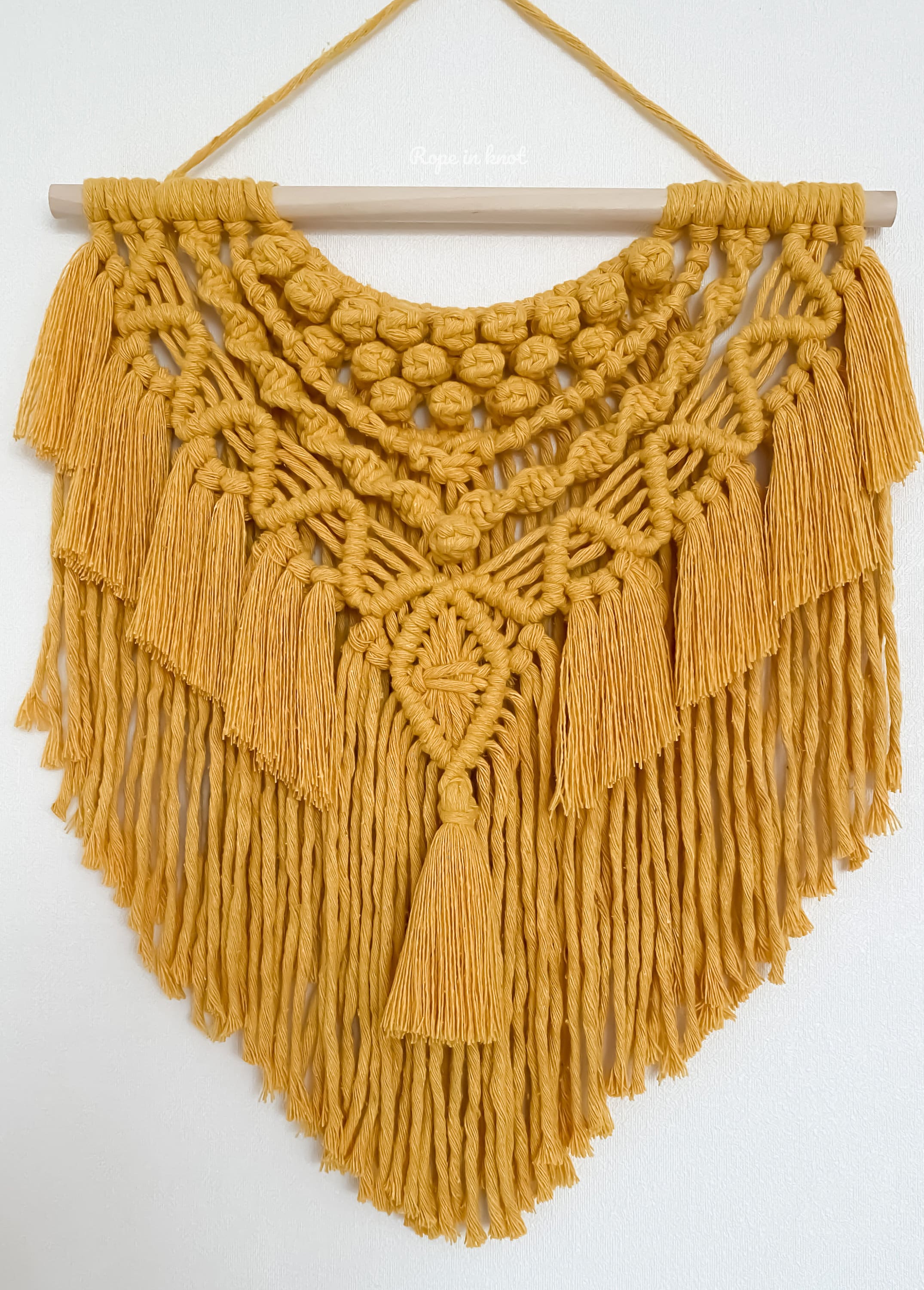 Yellow macrame wall hanging with tassels Boho macrame decor Etsy