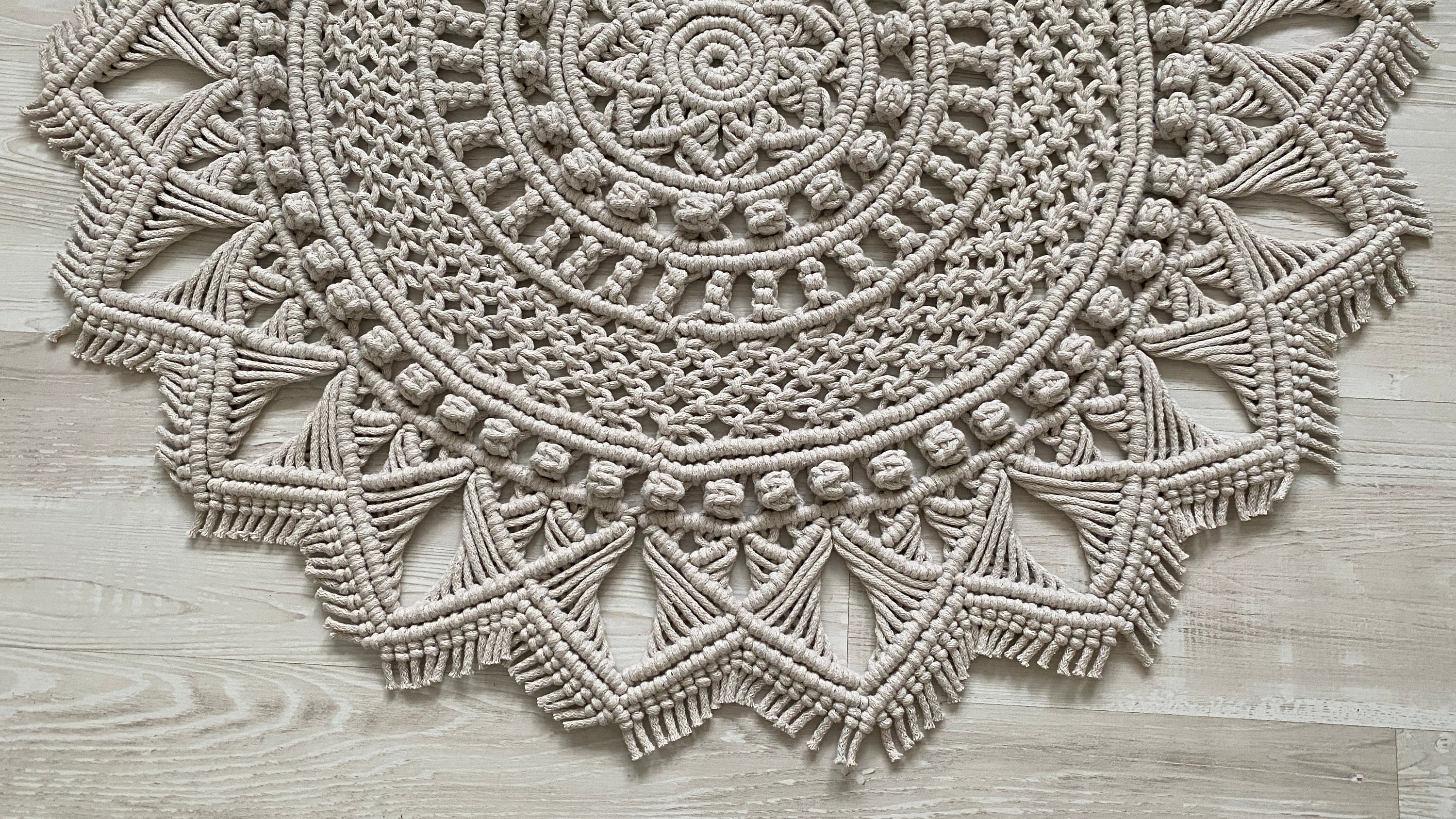Makramee Teppich Mandala weiß-grauer runder Teppich | Etsy