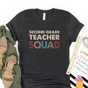 Second Grade Teacher Squad Shirt, Retro Teacher Shirts, 2nd Grade Shirts, Gift For Teacher,  Matching Teacher Tshirt, Cool Group Tees