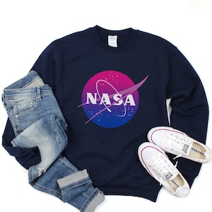 LGBT Sweatshirt, Bisexual Sweat Shirt, Bi Pride Space Top, Bi Pride Long Sleeve, Bisexual Pride Flag, Bi Pride Gift, Lgbt Pride Shirt