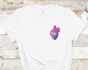 Bisexual Pride Shirt, Love Is Love Shirt, Bisexual Heart Shirt, LGBT T Shirt, Bi Pride Shirt, Bi Pride Flag Tee, Bisexual T Shirt