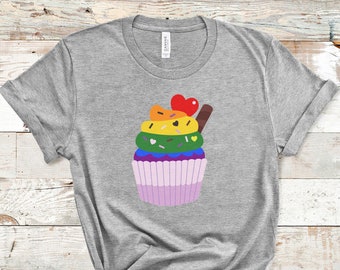 Gay Pride Cupcake Shirt, Gay Pride Tshirt, LGBT T Shirt, Cute Cupcake Tee, LGBTQIA Unisex T Shirt, LGBTQ Gift, Pride Party Shirt