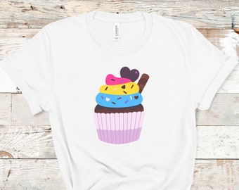 Pansexual Pride Cupcake Shirt, Pansexual Shirt, LGBT T Shirt, Cute Cupcake Tee, Pan Pride Unisex Tshirt, Gay Pride Tshirt, LGBTQ Gift