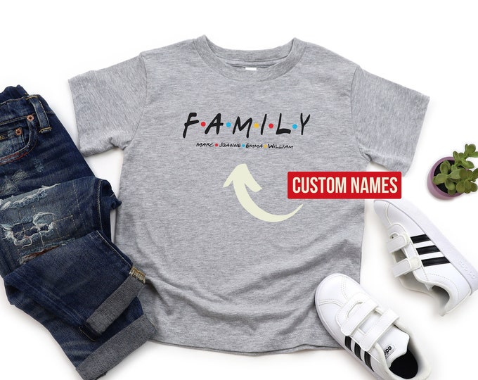 Chemise familiale personnalisée pour tout-petits, Noms personnalisés, T-shirts familiaux pour bébés assortis, Cadeau pour tout-petits, Cadeau pour maman, T-shirts personnalisés