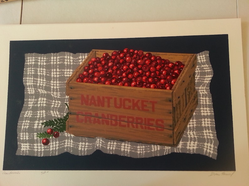 Nantucket, Cranberries, Nantucket Artist, Donn Russell, Red Etsy