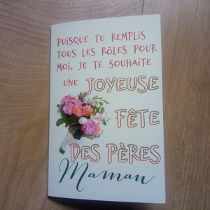 Carte de fête des pères pour maman, famille monoparentale -  carte double