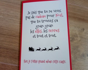 Carte cadeau - carte pour quelqu'un qui n'aime pas Noël -   carte double