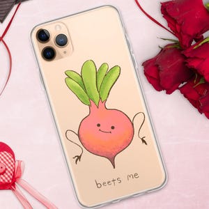 かわいいビートルートの漫画風スマホケース - かわいい野菜キャラクターデザイン - 楽しいフルーツ野菜スマホカバー - グルメやアニメファンへのユニークなギフト