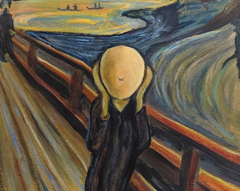 The Scream Parody Art Print, Funny Fine Art Painting for Modern Office or Home Decor