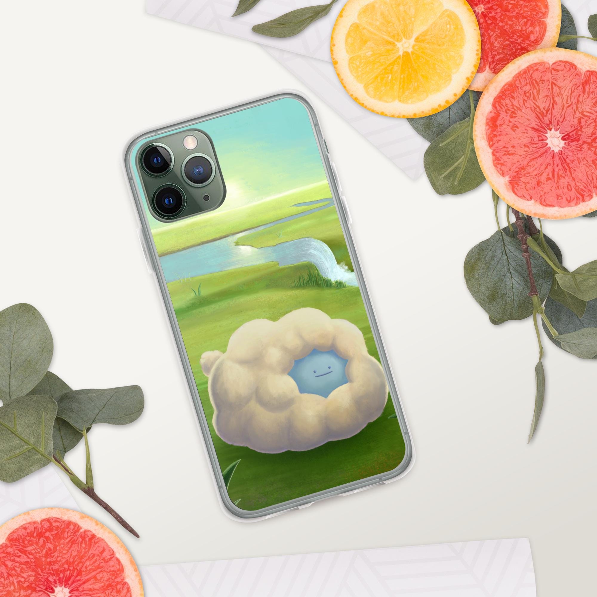 かわいい羊のiPhoneケース – パステル調の風景羊の漫画 – かわいい動物