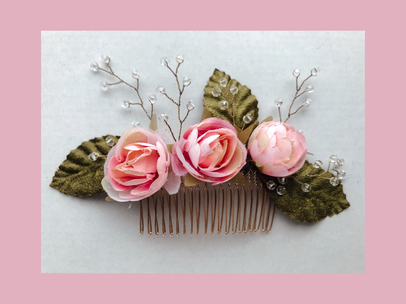 Hairpin Boho Romantic Natural Flowers Peonies Party Etsy