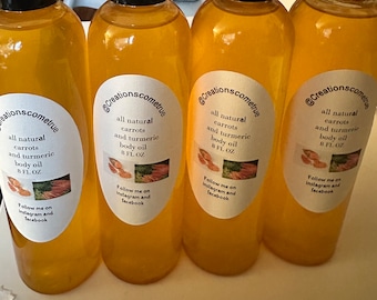 All-natural carrots and turmeric body oil