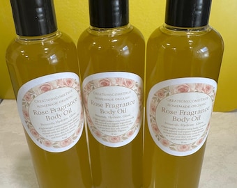 Homemade organic rose fragrance body oil