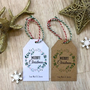 Regalos de Navidad Personalizados Etiquetas / Favores de Navidad / Envoltura de Regalos / Papel Reciclado